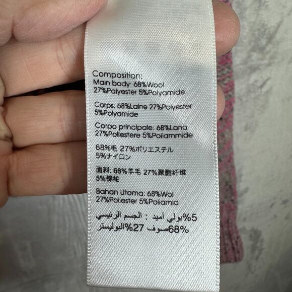 Phillip Lim Sweater Small Pink, Grey, Silver Mock Neck Cropped Ribbed Cozy! - Picture 12 of 13